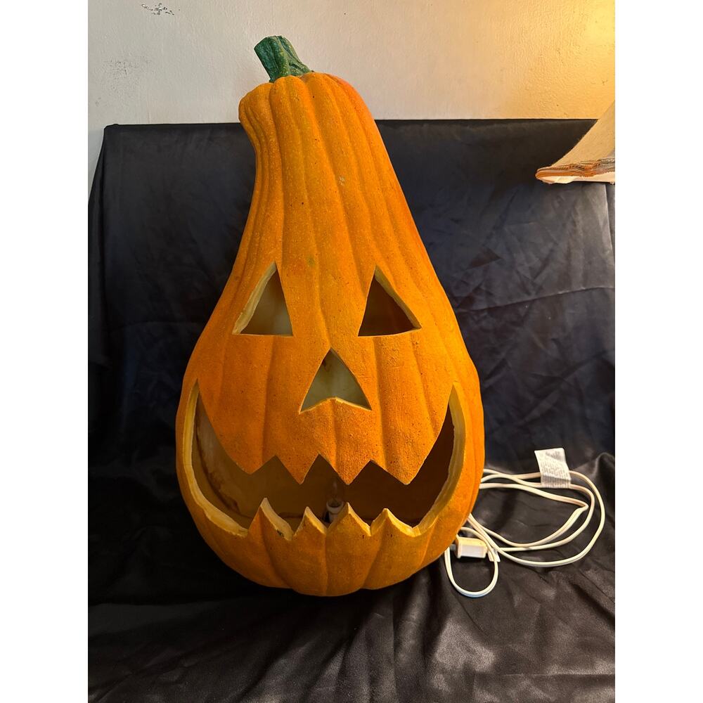 Vintage 90’s Large LIGHTED HALLOWEEN GOURD PUMPKIN FOAM BLOW MOLD 18” x 12” EUC